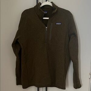 Patagonia Better Sweater Men's Olive Brown 1/4 Zip-Up, Large